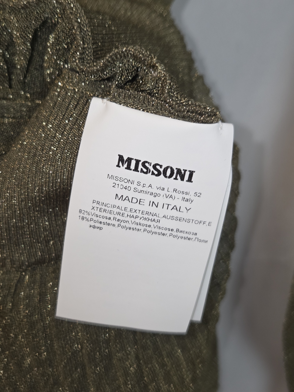 Missoni Olive Green Metallic Pleated Maxi Dress With Lurex Designer MSRP $4130 - Picture 15 of 16